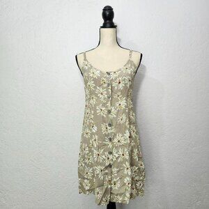 Y2K khaki and white floral mini summer dress